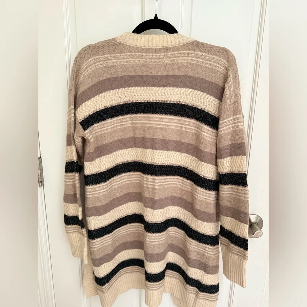 Hem & Thread‎ Beige and Black Striped Cardigan